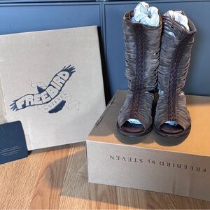 Freebird by Steven Distressed Brown India Cage Cutout Boots Size 8 Retired Style